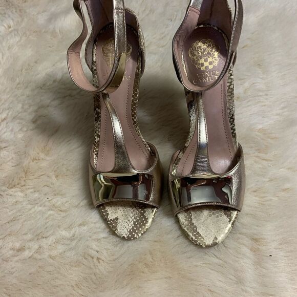 Vince Camuto Kipton Gold Snake Skin Heels size 8.5 - Picture 9 of 10